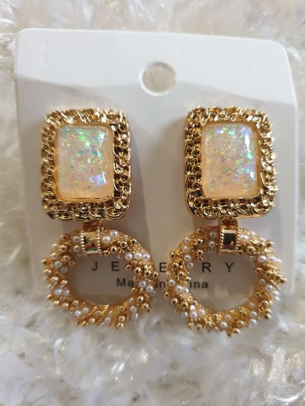Textured Square Drop Earrings
