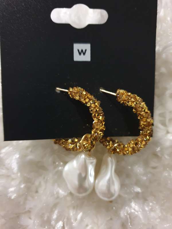 Gold with Faux Pearl Earrings