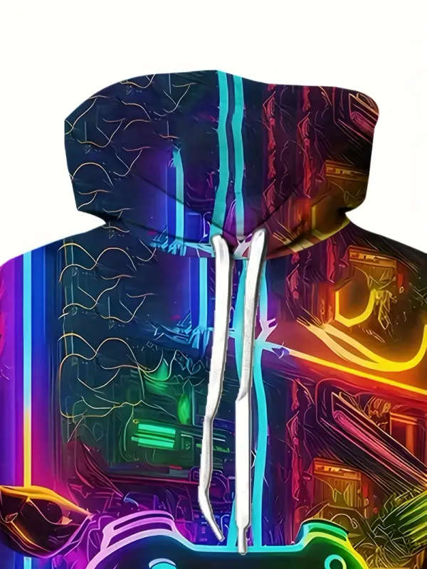 Game Pad Digital Print Men`s Hoodie