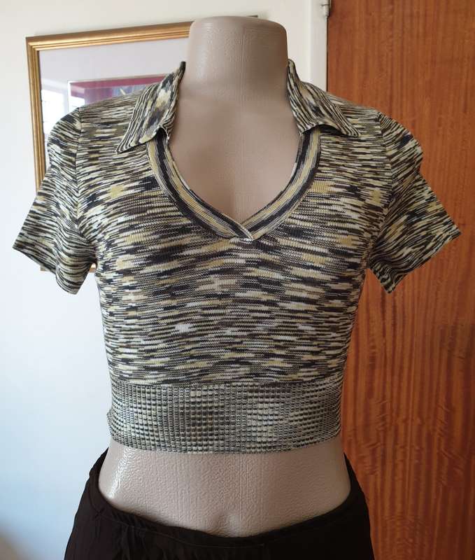Emory Park Green Printed Shrunken Polo Top