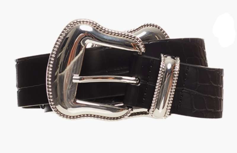 FOREVER 21 Black Rhinestone Buckle Faux Leather Belt