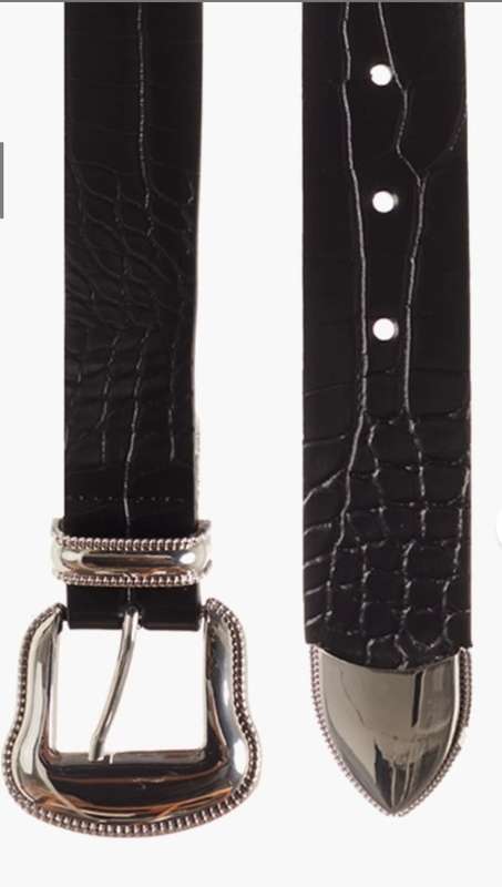 FOREVER 21 Black Rhinestone Buckle Faux Leather Belt