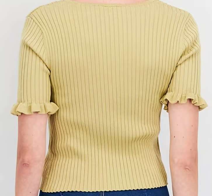 Monki Short Frill Sleeve Button Top