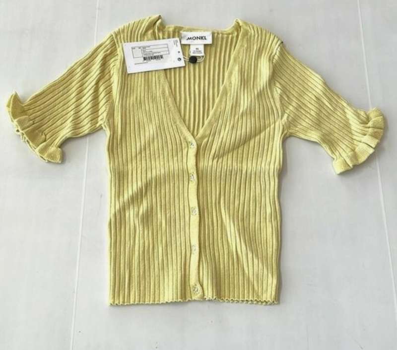 Monki Short Frill Sleeve Button Top