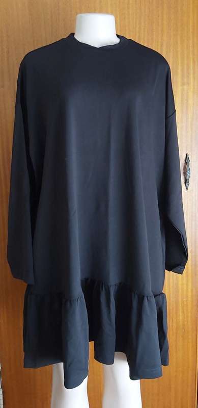 Weekday Black Peplum Hem Smock Mini Dress
