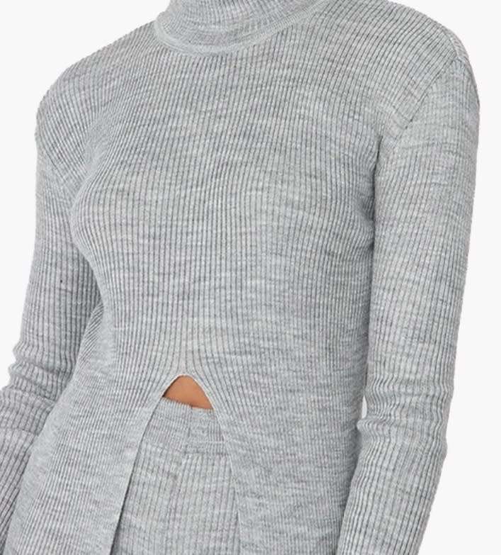 Trendyol Grey Detailef Stand Up Collar Sweater