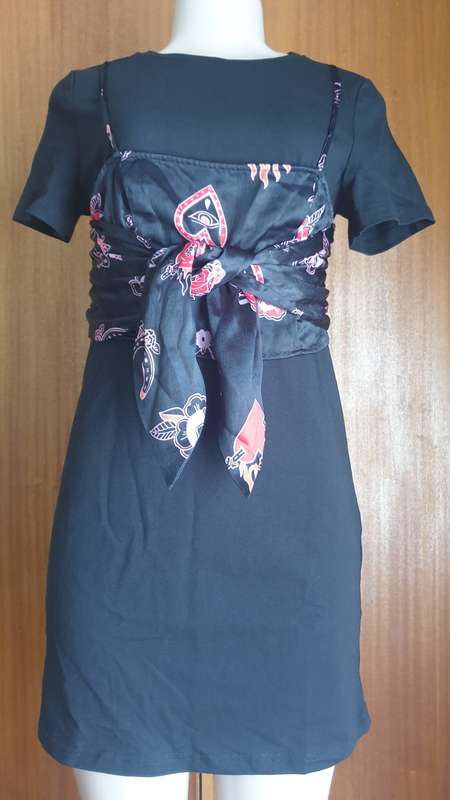 Urban Revivo Black Printed Mini T-Shirt Dress