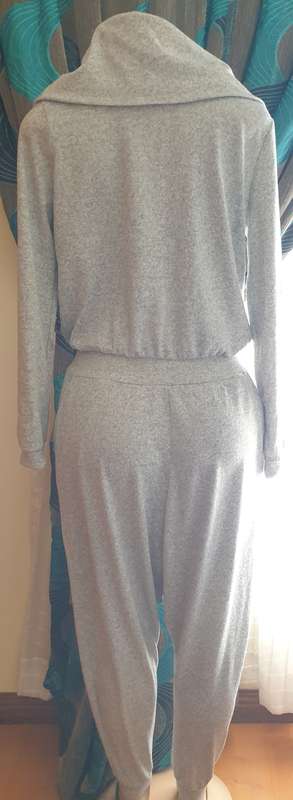 Grey Melange Funnel Neck Warm Handle Jumpsuit