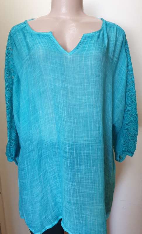 Turquoise Batwing Blouse