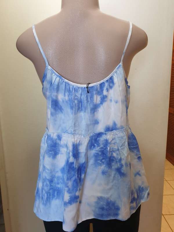 Blue Strappy Tiered Tie Dye Camisole