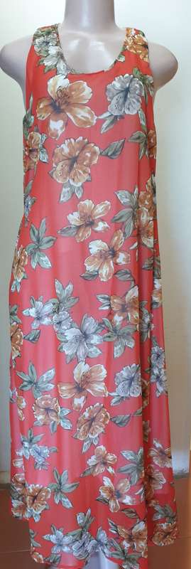 Tropical Flowers Long Sleeveless Dress