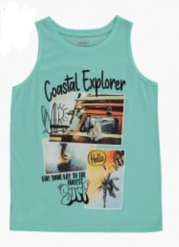 Boy`s Aqua Printed Cotton T-shirt