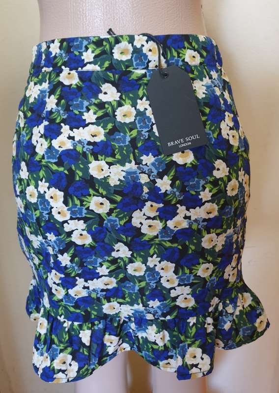 Brave Soul Blue and Yellow Frilled Skirt