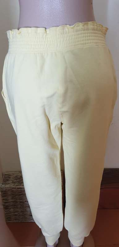 Yellow  Slogan Cotton Blend Joggers