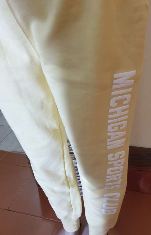 Yellow  Slogan Cotton Blend Joggers