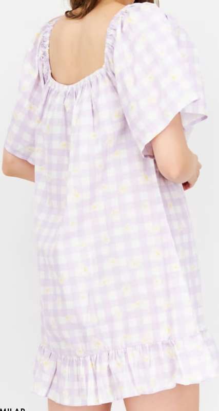 Wednesday Girl Women Printed Mini Dress, Lavender/White