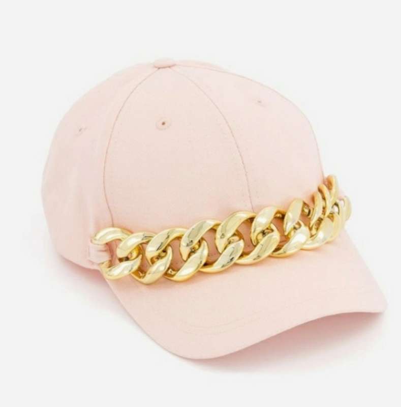 Light Pink Chunky Chain Trim Peak Cap
