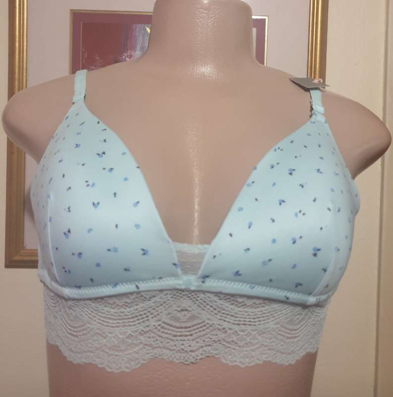 Blue Ditsy Print Padded Balconette Bra