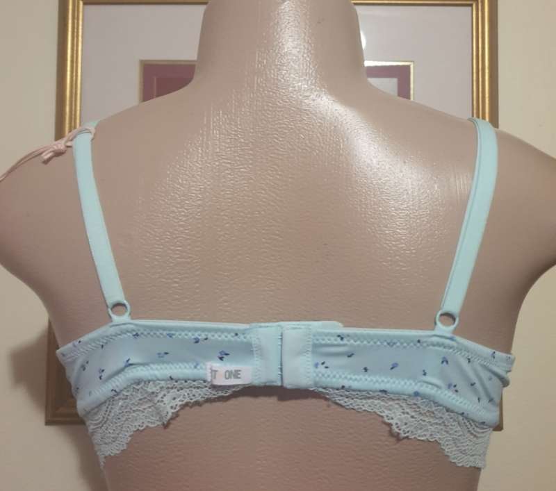 Blue Ditsy Print Padded Balconette Bra