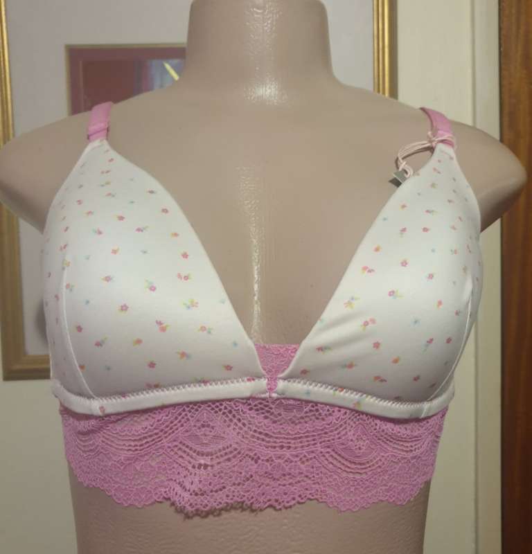 JT ONE Pink Ditsy Print Padded Balconette Bra