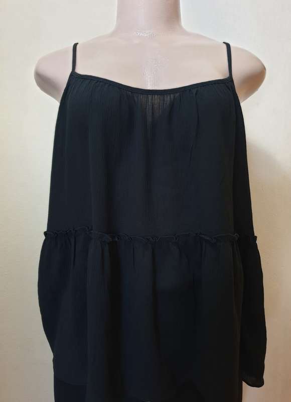 Black Crinkle Tie Camisole