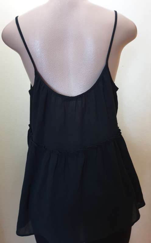 Black Crinkle Tie Camisole