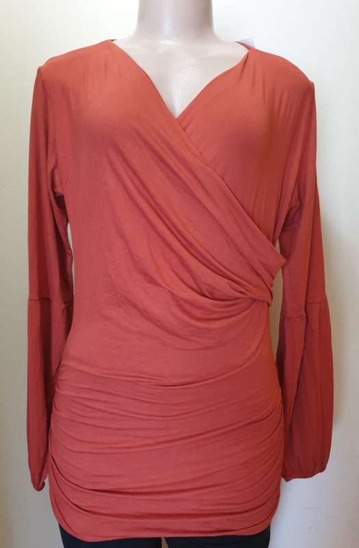 Rust Cross Over Long Sleeve Top