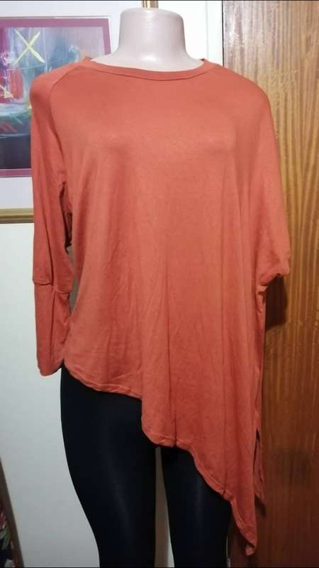 Rust Asymmetric Hemline Top