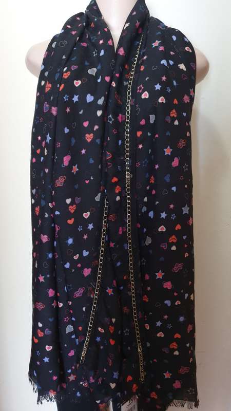 Stars and Hearts with Gold Detail Scarf