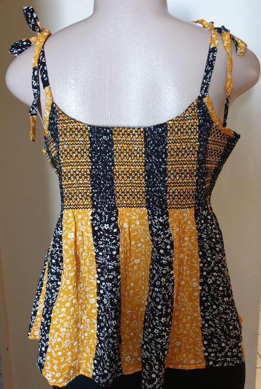 Yellow and Black Print Straps Top