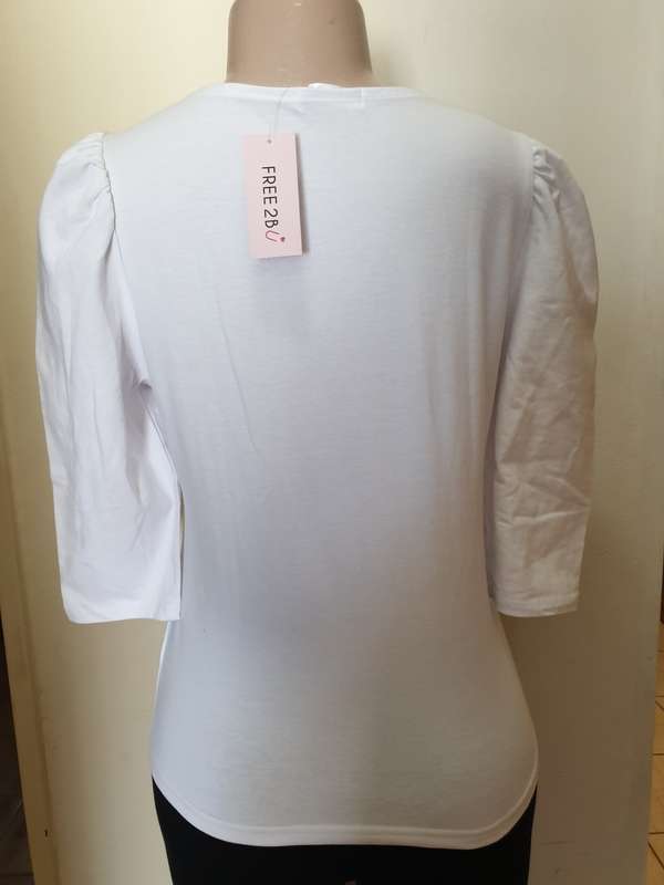 White Puffed Sleeve T-Shirt