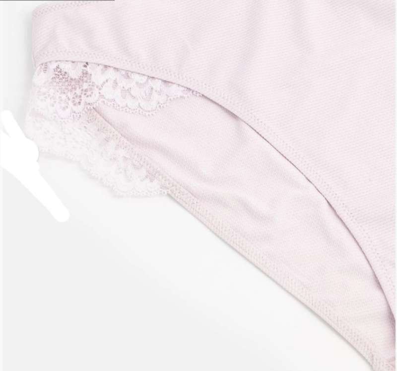 Natural Textured Lace Trim Hi Leg Panties