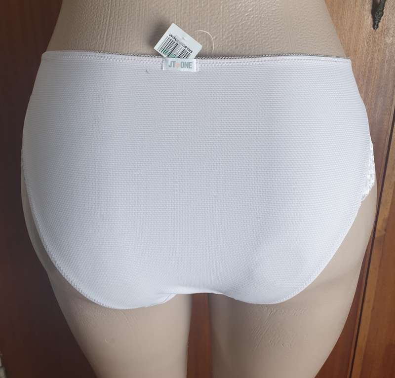 Natural Textured Lace Trim Hi Leg Panties