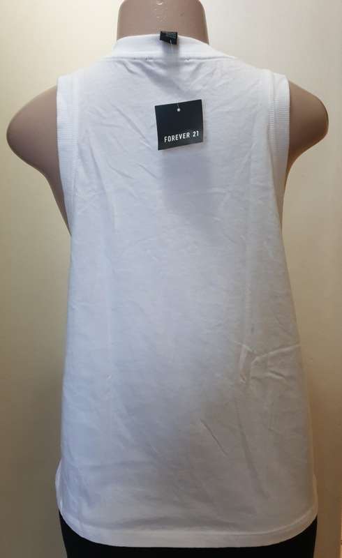 Forever 21 White Sleeveless T-Shirt