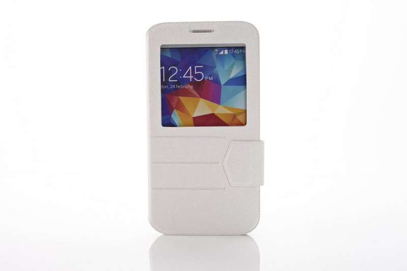 White Color S-View Vertical Executive Flip For Samsung Galaxy S5 & Free Screen Protector 249A