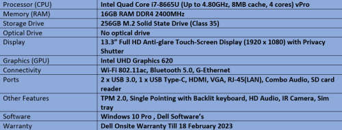 Brand New Demo Dell Latitude 5300 Touch-Screen Intel Quad Core i7 - 8th Generation Notebook