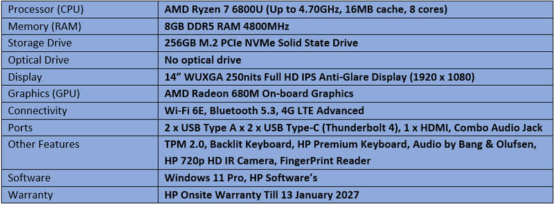 HP Elitebook 845 G9 - AMD Ryzen 7 6800U Notebook