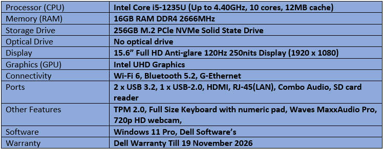 Dell Vostro 3520 - Intel Core i5 - 12th Generation Notebook