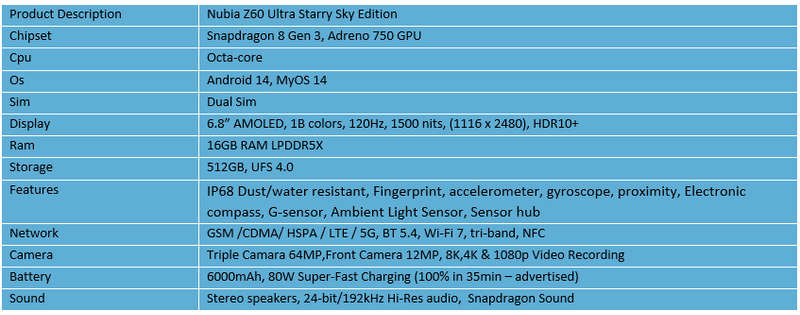 Nubia Z60 Ultra Starry Sky Edition