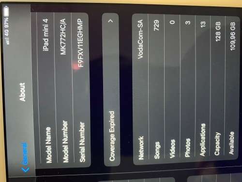IPAD MINI 4 128GB CELLULAR AND WIFI