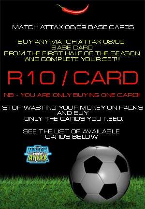 Match Attax 08/09 soccer cards - SINGLE BASE CARDS - Complete your set  - Mint