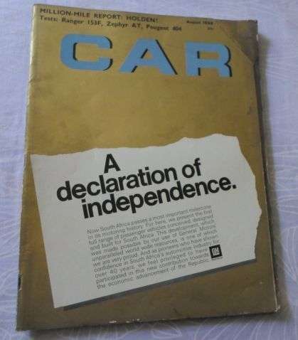 CAR MAGAZINE AUGUST 1968 ( GM RANGER 153 , PEUGEOT 404 , FORD ZEPHYR V6 , HOLDEN )