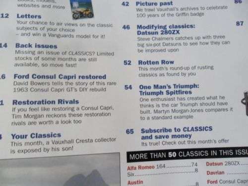 CLASSICS JULY 2003 ( FORD CAPRI , MORRIS MINOR , DATSUN 280ZX , TRIUMPH SPITFIRE , LOTUS EUROPA