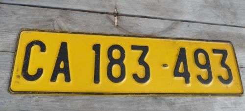 OLD CAPE TOWN NUMBER PLATE