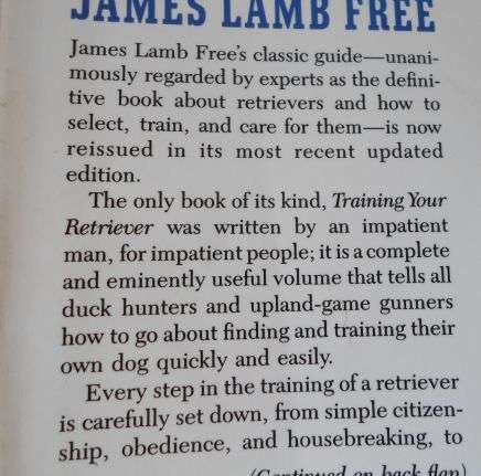 TRAINING YOUR RETRIEVER - THE CLASSIC WORK IN IT'S FIELD - JAMES LAMB FREE