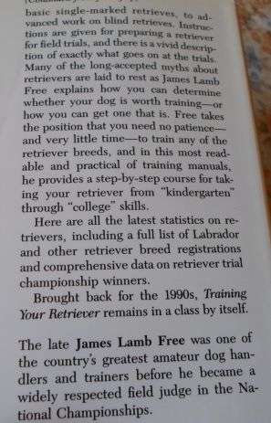 TRAINING YOUR RETRIEVER - THE CLASSIC WORK IN IT'S FIELD - JAMES LAMB FREE
