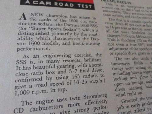 CAR NOVEMBER 1969 ( FORD CAPRI GT , DATSUN SSS , VAUXHALL VIVA GT , MERCEDES 280S )
