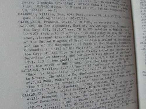 BRITISH RESIDENTS AT THE CAPE 1785 - 1819 - BIOGRAPHICAL RECORDS OF 4800 PIONEERS - PETER PHILIP