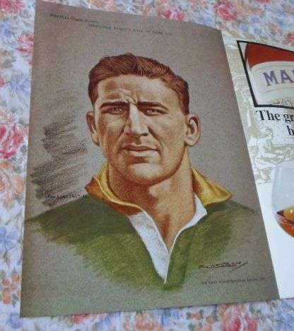 JAN LOTZ - FULL PAGE RUGBY HALL OF FAME COLOR PICTURE - FROM S.A. SPORTSMAN MAGAZINE JAN 1969