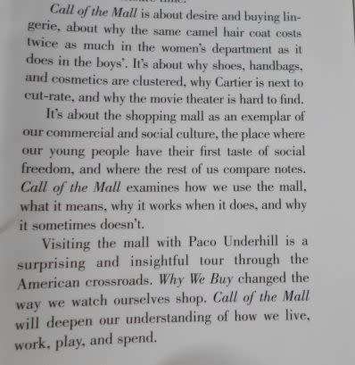 CALL OF THE MALL - PACO UNDERHILL